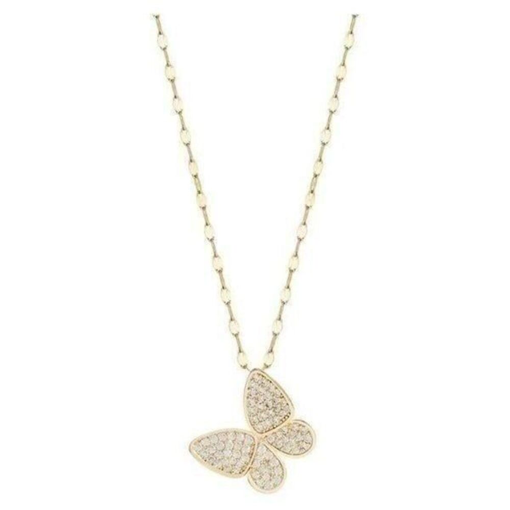 Stainless Steel Exquisite Gorgeous Butterfly Gold Chain Zircon Necklace